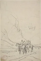 Men on Horseback Beside River