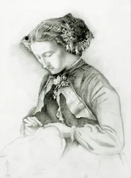 Portrait of Effie with Foxgloves in Her Hair (The Foxglove), 1853