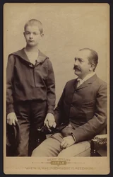 Portrait, King Milan Obrenovic of Serbia, with his son Alexander