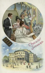 Enjoying Suchard chocolate at the opera or theatre