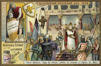 Enrico Dandolo, Doge of Venice, preaching the Fourth Crusade in St Marks Basilica, Venice