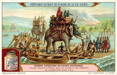 Hannibal Crossing the Rhone with His Army and Elephants, 218 BC