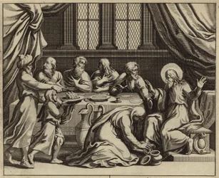 Jesus Christ anointed by a sinful woman at the house of Simon the Pharisee