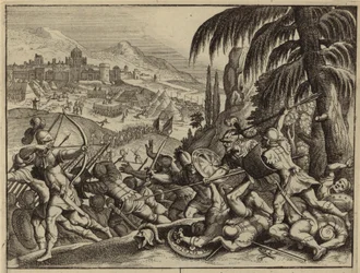 Jonathan and his armour bearer defeating the Philistines