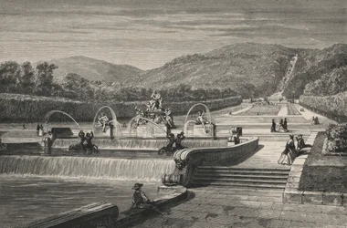The Water Feature and the Cascade, at Caserta (engraving)