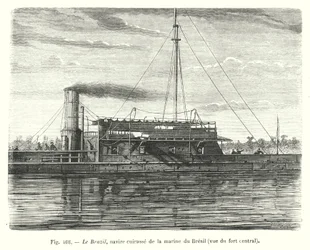 The Brazil, Armored Ship of the Brazilian Navy, View of the Central Fort (engraving)
