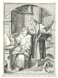 Luther and Melancthon correcting translation of New Testament