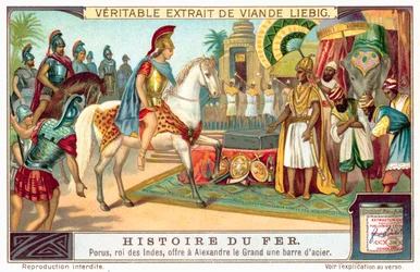 Porus, King of the Pauravas, offering Alexander the Great a bar of steel