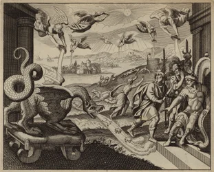 Seven angels emptying seven bowls filled with God