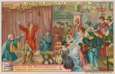 Shakespeare performing before Queen Elizabeth I in 1595