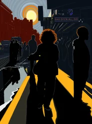 Backlit Figures and Sun On Manhattan Sidewalk