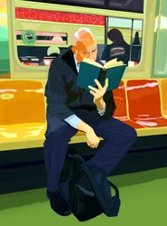 Blue Book, Bald Man, F Train, 2019