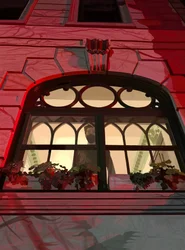 Figure In Window Illuminated By Sirens, Brooklyn