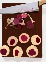 Six Beets On Cutting Board