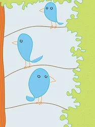 Three Bluebirds on Branch, 2015