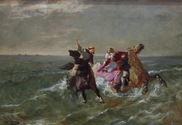 The flight of St. Guénolé and King Gradlon