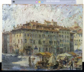 Market on Piazza Grande in Modena