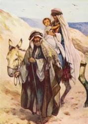 Joseph and Mary Take Baby Jesus to Egypt