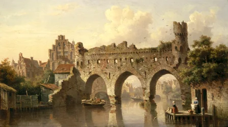 Ruins Over the River Birchel at Zutphan in Holland