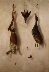 Still Life of Dead Game Hanging on a Wall