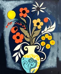 Abstract Impressionist Painting Flowers in a Vase