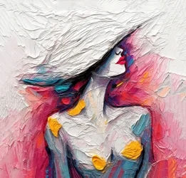 Abstract Oil Painting Fashion Portrait Lady, Wall Art Prints for Sale