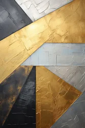 Abstract silver and gold painting, vertical canvas