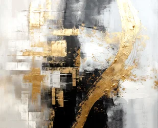Abstract Silver & Gold Digital Painting, Square Fine Art