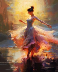 Girl dancing, Impressionist painting, Claude Monet style