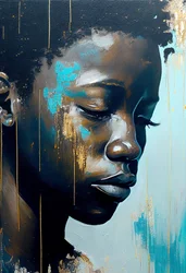 Abstract Young African Man on Canvas