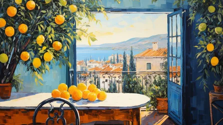 Abstract Naive Art Impressionism, Window on Landscape