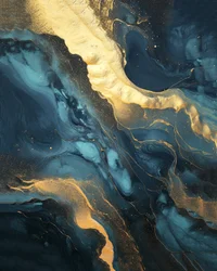 Black Iridescent Background Gradient, Blue & Golden Marble