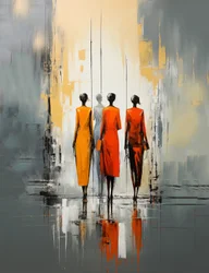 People Walking on a Street, Woman Abstract Painting