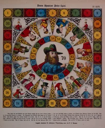 Game of Schwarzer Peter, or Black Peter, broadsheet published by Ackermann, Wissembourg