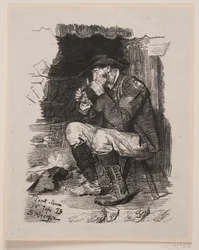 A Man Lighting His Pipe