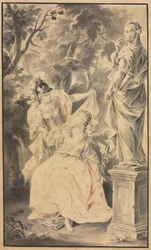 Allegorical Scene: Couple before a Statue