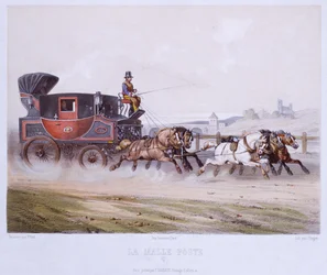 The Mail Coach, engraved by Charles Bargue (1826-83)