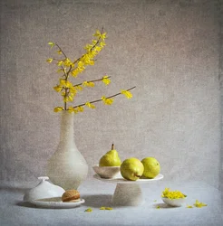 Yellow Flowers Green Pears
