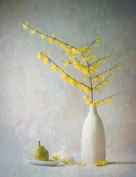 Yellow Flowers and Pear
