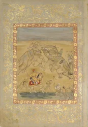 Jahangir Watching an Elephant Fight, ca. 1605