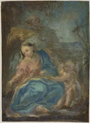 Rest on the Flight into Egypt (recto); Madonna of the Rosary (verso)