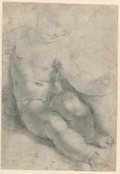 Study for the Christ Child in the Madonna of S. Simone; Study of a Landscape