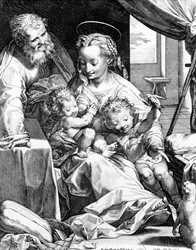 The Holy Family (engraved by Cornelis Cort, 1577)