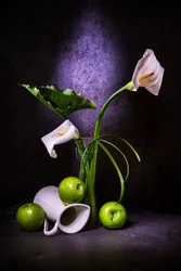 Elegant Calla Lilies and Green Apples
