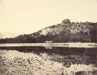 View of the Imperial Summer Palace, Yuen-Ming-Yuen, after the Burning, Taken from the Lake, Peking, 18th October, 1860