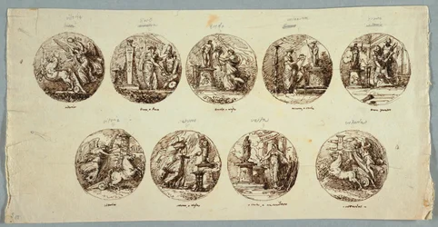 Decoration Project: Six Tondi with Sacrificial Gods and Two Victories