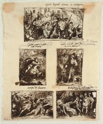 Design for Various Decorations including Coriolanus at the Walls of Rome