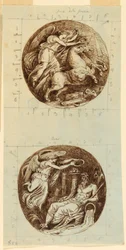 A Winged Victory Riding a Chariot; A Winged Victory Crowning a River God, Reno; two roundels, ca. 1805