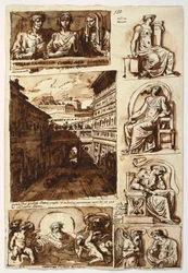 Various works of art. The court of Palazzo Mattei in Rome, 1812-14