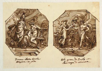Juno Suckling Hercules, Hebe Marries Hercules with Help of Minerva, Designed for Sala di Ercole e Ebe, Palazzo Gaddi, Forli
